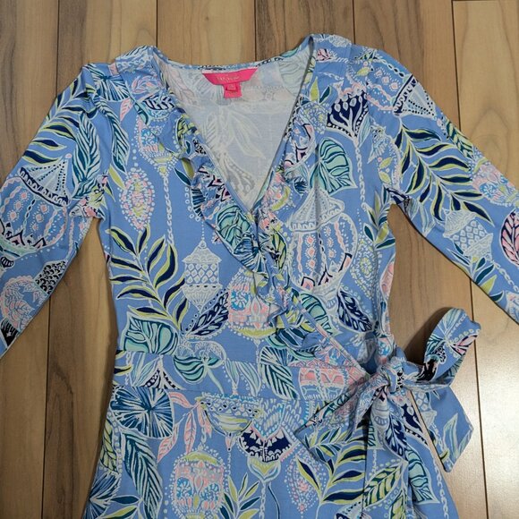 EUC! Lilly Pulitzer Jessalynne Romper Blue Peri Lapis Lanterns Size XS $178 - Picture 4 of 14